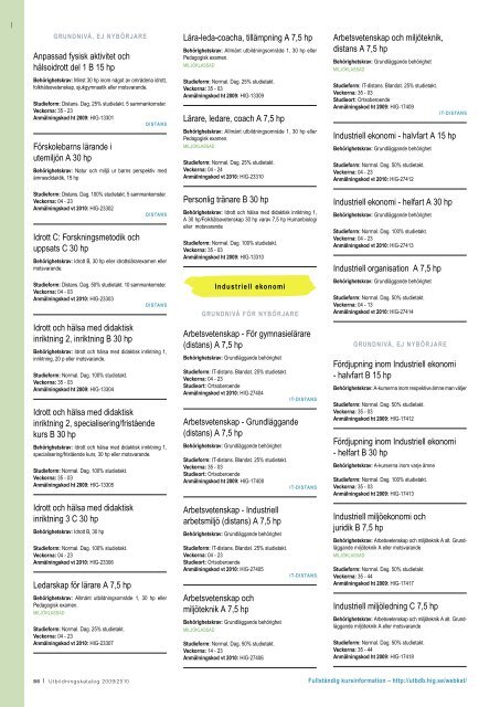 Utbildningskatalog 2009/2010 program och kurser - HÃ¶gskolan i GÃ¤vle