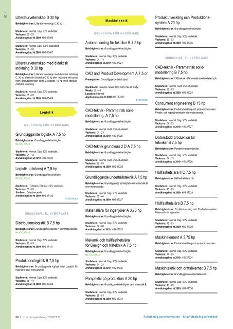 Utbildningskatalog 2009/2010 program och kurser - HÃ¶gskolan i GÃ¤vle