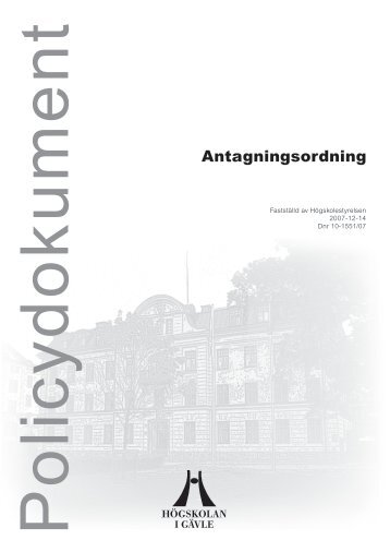 Antagningsordning - HÃ¶gskolan i GÃ¤vle