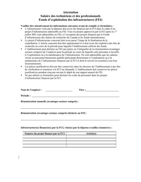 Attestation - Salaire des techniciens et professionnels - Canada ...