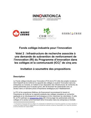 Invitation Ã  soumettre des propositions - Canada Foundation for ...