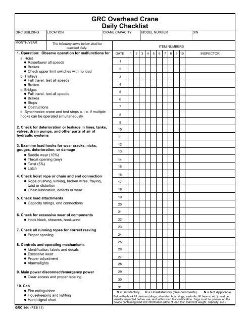 Daily Checklist Chart