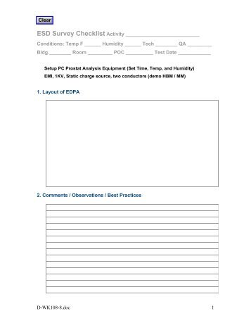 ESD Survey Checklist Activity - Nasa