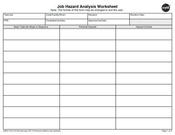 job hazard analysis worksheet