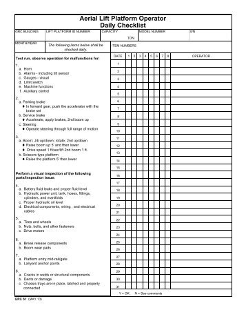 Scissor Lift: Scissor Lift Checklist