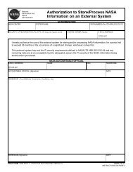 Authorization to Store/Process NASA Information on an External ...