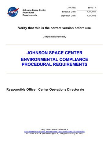 JPR 8550.1 - Nasa