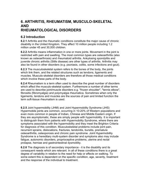 Arthritis, rheumatism, musculo-skeletal and rheumatological disorders