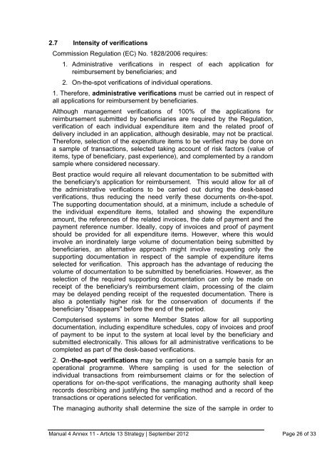 ESF Guidance Manual 4 Annex 11: Article 13: ESF Verification ...