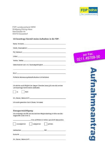 Aufnahmeantrag, DIN-A4 (Download PDF) - FDP NRW