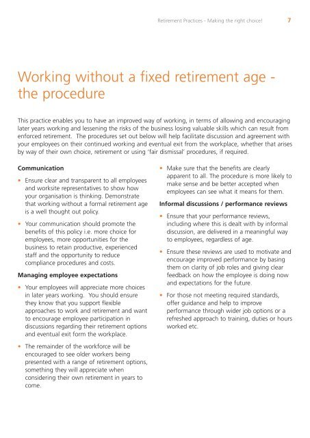 Retirement Practices – Making the right choice!