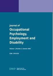 Journal of Occupational Psychology, Employment and Disability