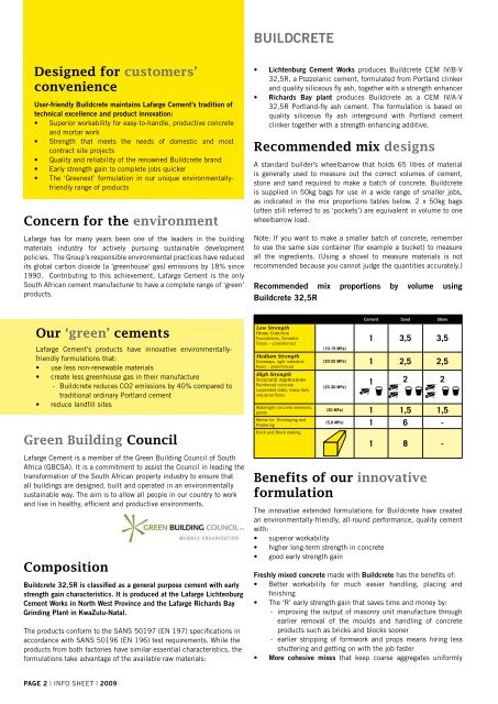 Buildcrete Datasheet - Lafarge in South Africa