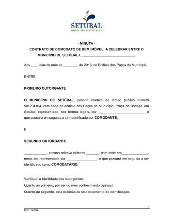 - MINUTA - CONTRATO DE COMODATO DE BEM IMÃVEL, A ...