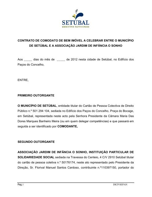 CONTRATO DE COMODATO DE BEM IMÃVEL A CELEBRAR ...