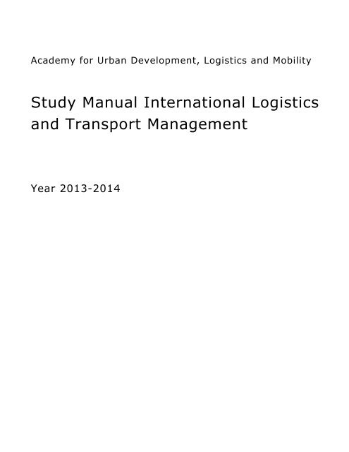 Study Manual International Logistics And Transport ... - Nhtv