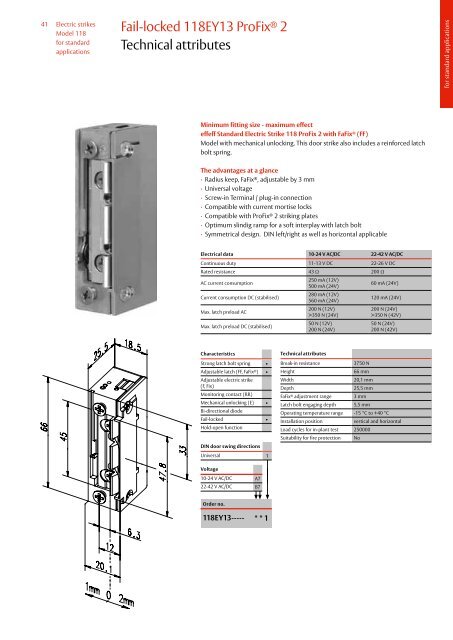 Electric Strike Model Series 118 Standard and fire ... - Assa Abloy