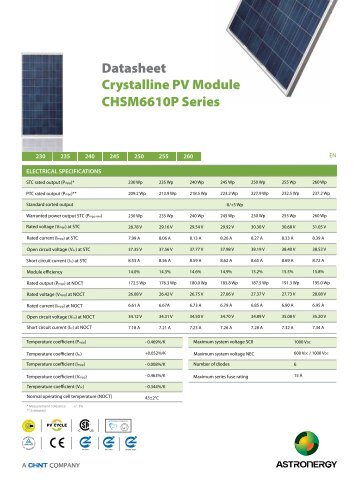 CHSM6610P Series Datasheet Crystalline PV Module - Astronergy