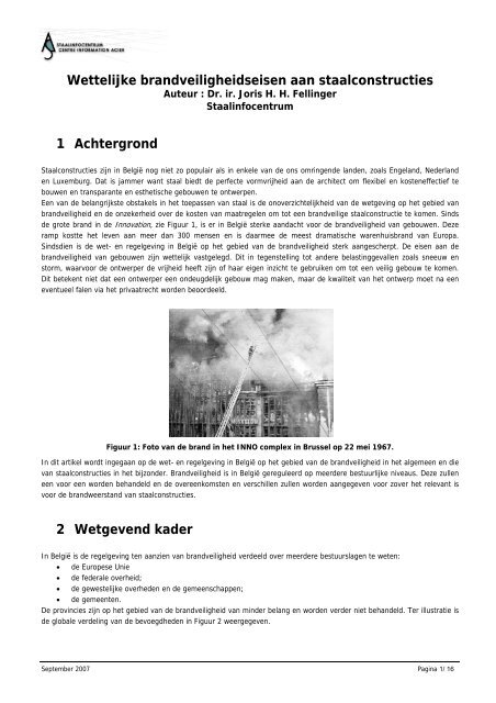 Wettelijke brandveiligheidseisen aan staalconstructies 1 ... - Infosteel