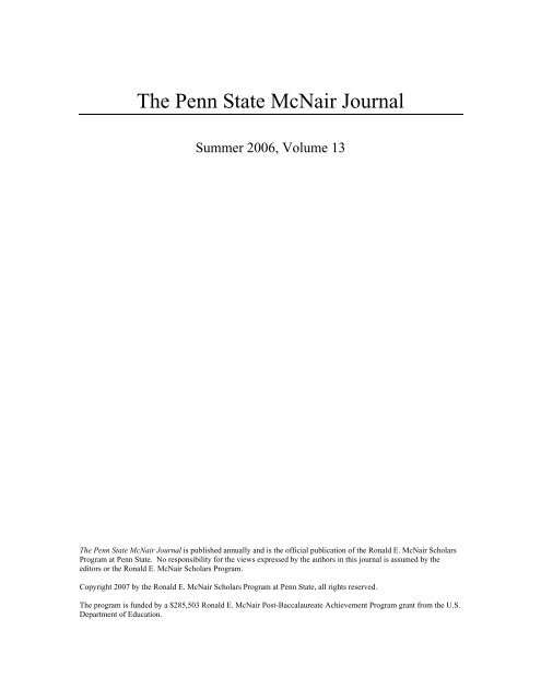 The Penn State McNair Journal - the list of offices - Penn State ...