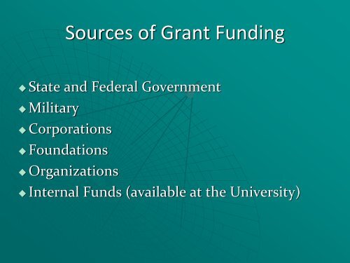 Searching for Grant Opportunities - the list of offices