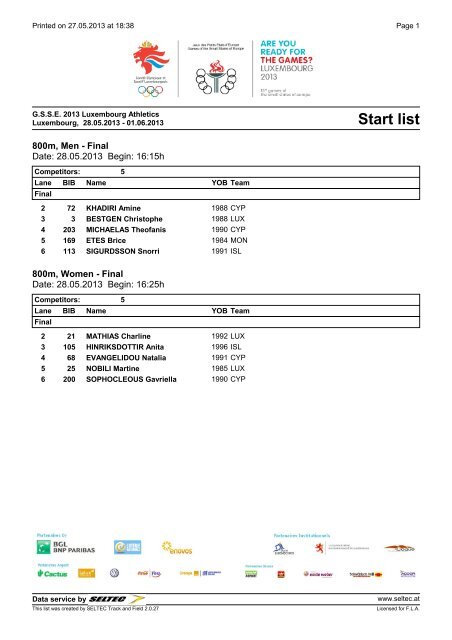 GSSE Athletics – Luxembourg 2013