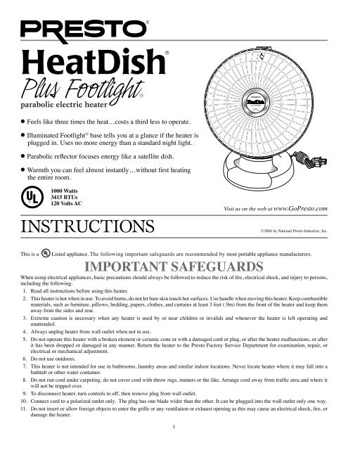 HeatDish Plus Footlight Presto