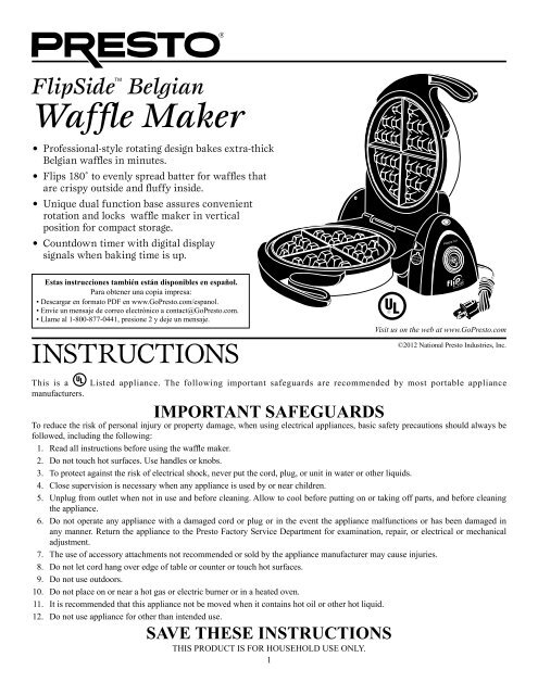 national presto waffle maker