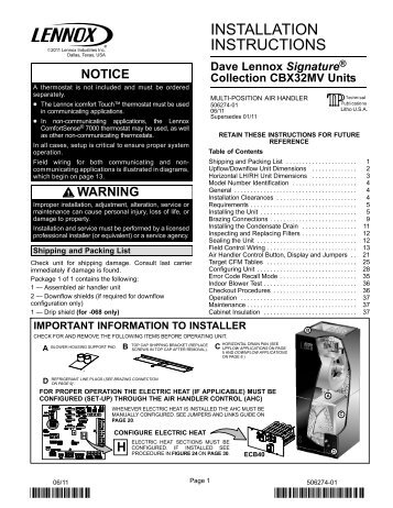 Lennox G61v Furnace Installation Manual