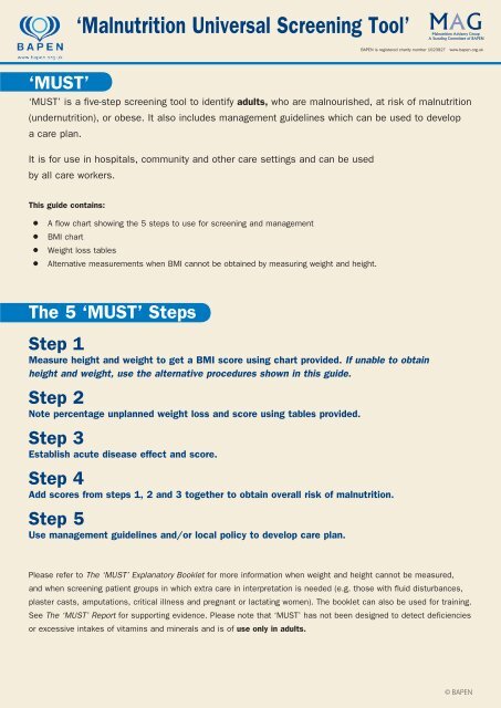 Malnutrition Universal Screening Tool Bapen