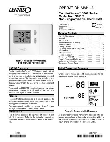 ComfortSense 3000 Non Programmable - Lennox