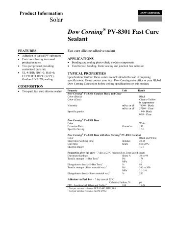 Dow CorningÂ® PV-8301 Fast Cure Sealant