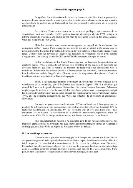 RAPPORT Valorisation de la Recherche - Inspection GÃ©nÃ©rale des ...