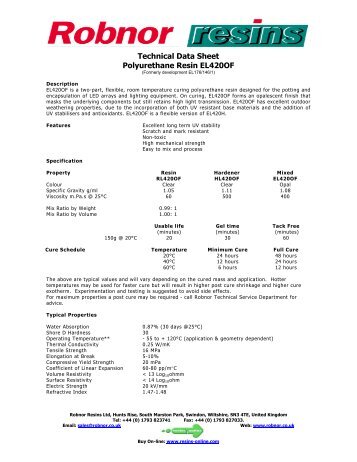 Technical Data Sheet Polyurethane Resin EL420OF - Mavom