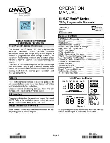 Merit Programmable Thermostats - Lennox