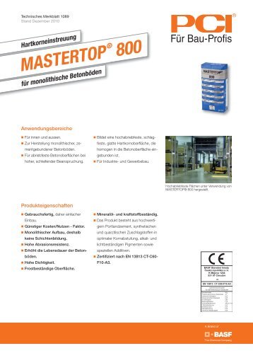 Hartkorneinstreuung MASTERTOP ® 800 - Pci-Augsburg Gmbh
