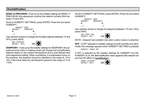 ComfortSense 7000 Thermostat Homeowners Manual - Lennox