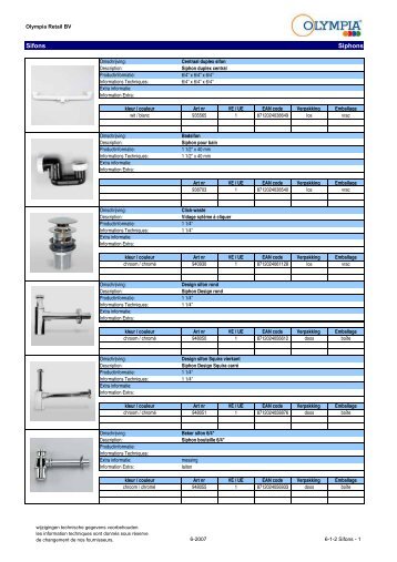 Sifons Siphons - Olympia Retail BV