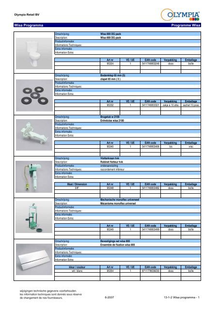 Wisa Programma Programme Wisa - Olympia Retail BV