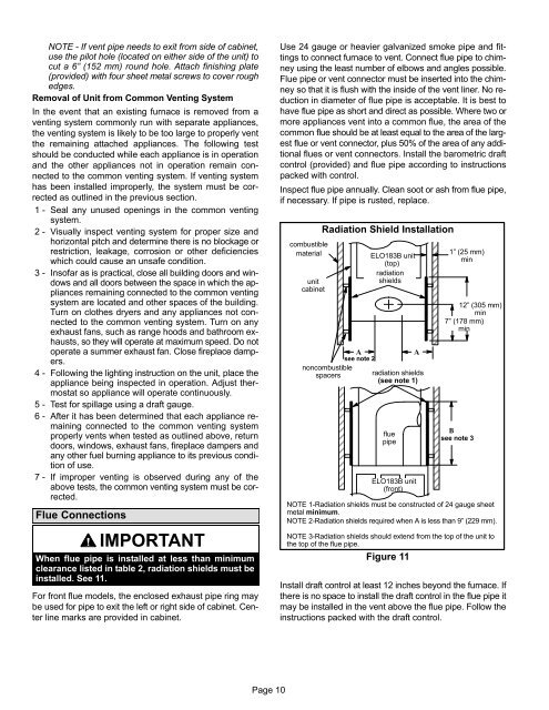 ELO183B Oil Furnace Installation Manual - Lennox