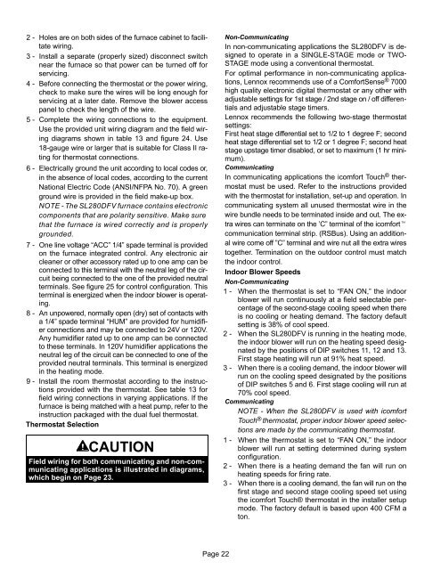 SL280DFV Gas Furnace Installation Manual - Lennox