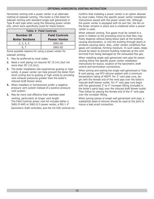 GWB8-IE Boiler Installation Manual - Lennox