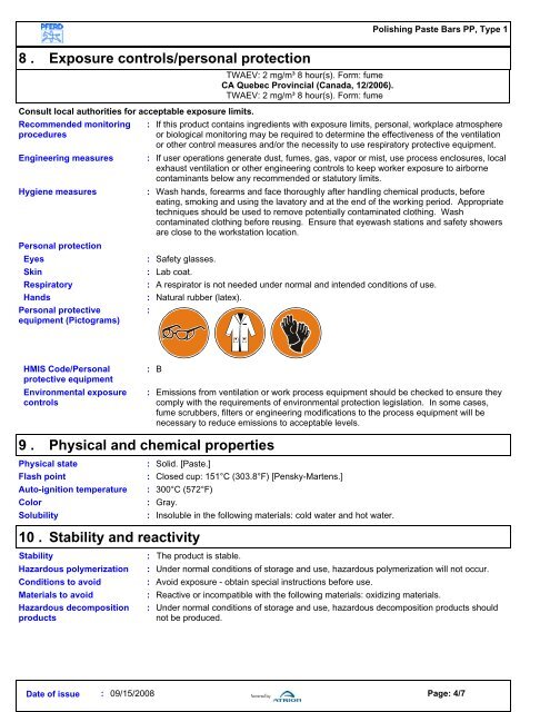 Material Safety Data Sheet - Pferd