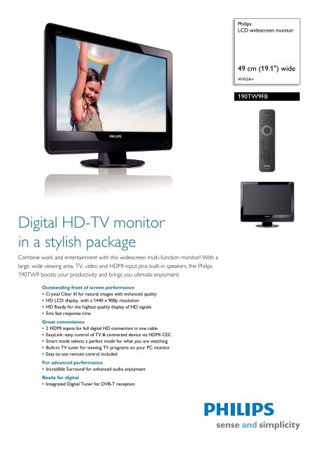 190tw9fb 00 Philips Lcd Widescreen Monitor 190tw9fb 00 Philips Lcd Widescreen Monitor