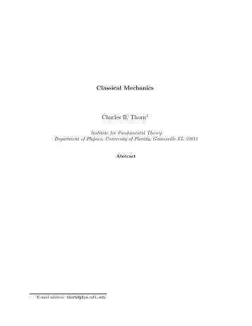 Advanced Classical Mechanics Lecture Notes - Department of ...