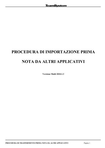 PROCEDURA DI IMPORTAZIONE PRIMA NOTA DA ALTRI APPLICATIVI - Ready Pro