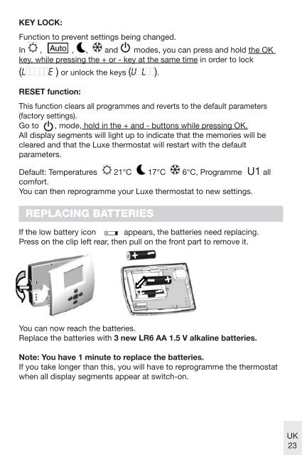 Manual del usuario termostato de lujo - Vasco