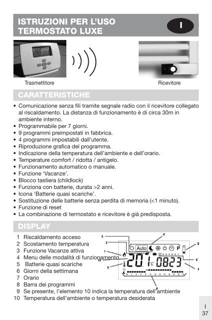 Manual del usuario termostato de lujo - Vasco