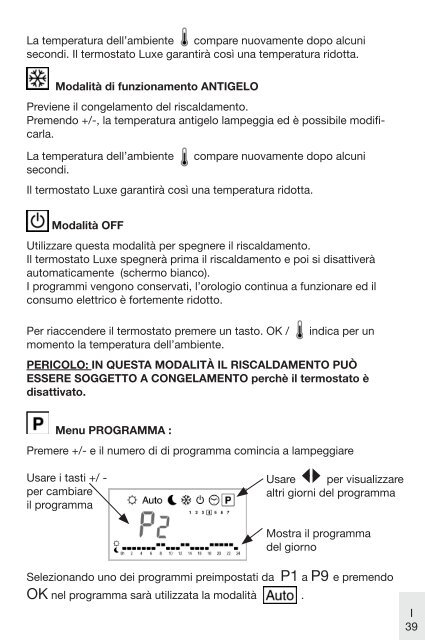 Manual del usuario termostato de lujo - Vasco