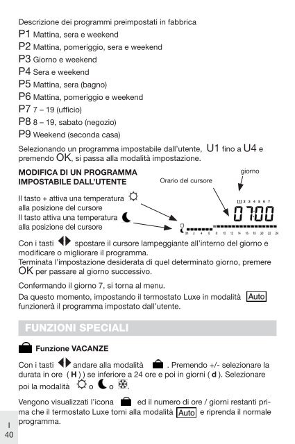 Manual del usuario termostato de lujo - Vasco